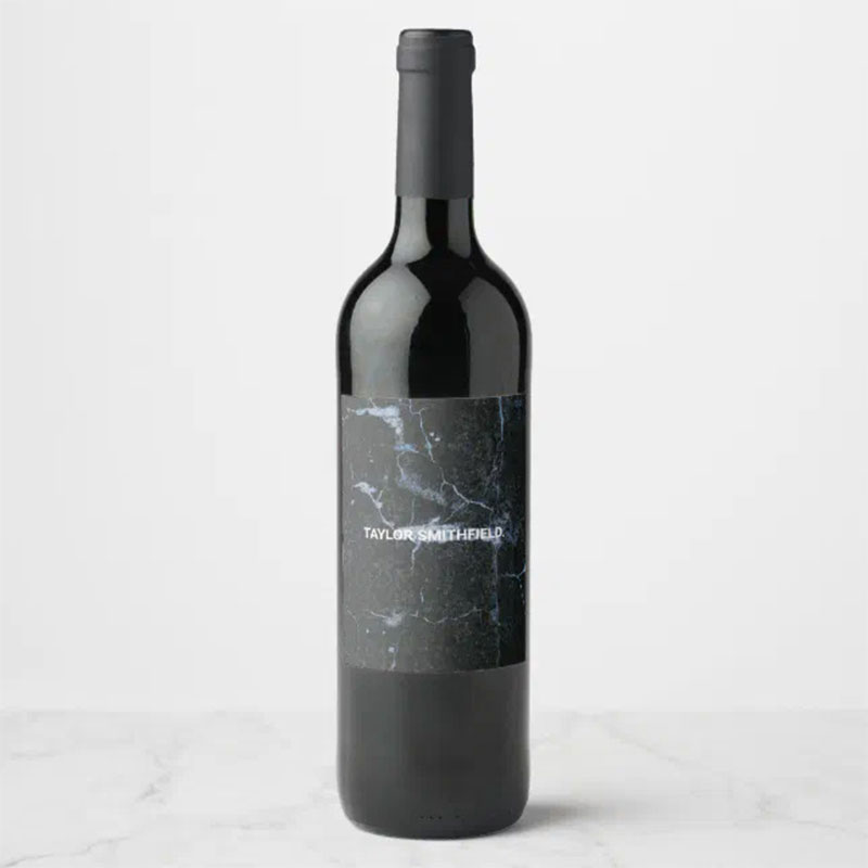 Self-Adhesive Wine Bottle Label JS051H1 – 120gsm Matte Black Paper / Hot Melt / 60gsm White Glassine