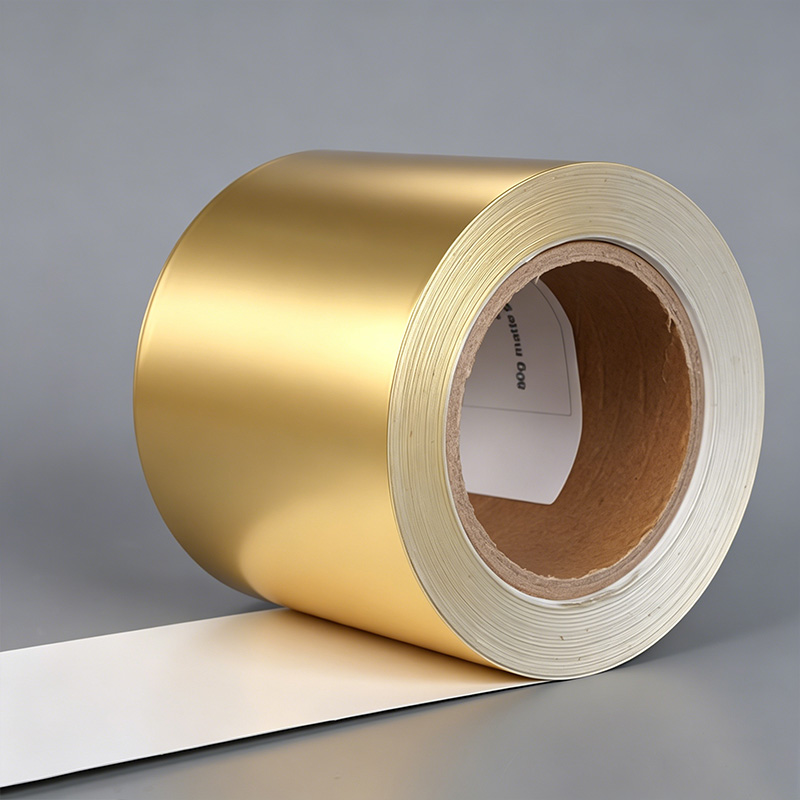 Self-Adhesive Metallized Paper Label JS021H1 – 80gsm Matte Gold Paper / Hot Melt / 60gsm White Glassine